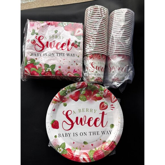 Berry Sweet Baby Shower Party Supplies Set - Picture 1 of 2